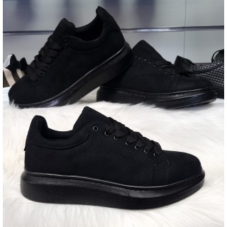 Sneakers heren best sale zwart leer